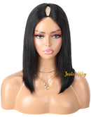 Jessies Wig Thin V Part Wig Short Bob Straight Human Hair Wig No Leave-Out