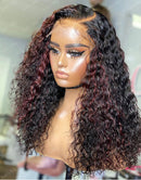 Jessies Wig Ombre Highlight 99J Color 13x4 Curly Lace Front Human Hair Wigs Mix Burgundy 5x5 Lace Closure Wigs