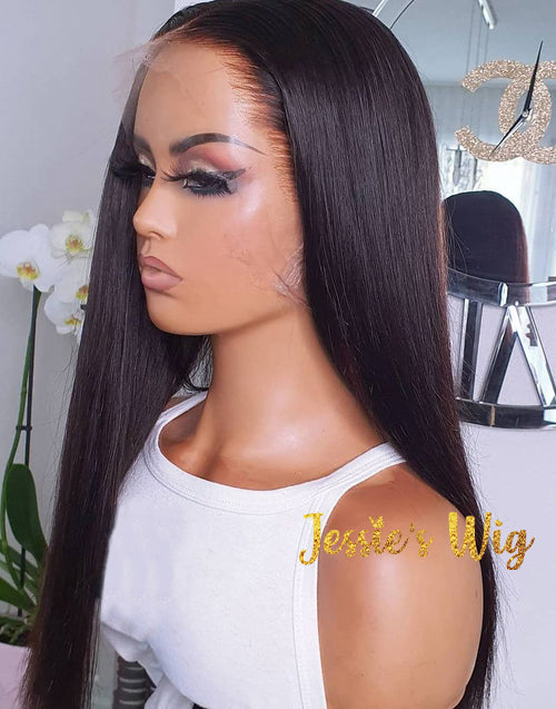 Jessies Wig Straight 360 Lace Front Wig Brazilian Human Hair Wig (Can Do Half Up Half Down Hair Styles)