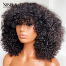 Xrs Beauty Hair Long Curly Wig with Bangs Remy Human Hair 13x4 Lace Front Wig [CFW89]