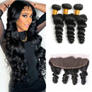 Xrs Beauty Hair Loose Wave Virgin Hair 3 Bundles with13x4 Lace Frontal [FW08]