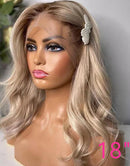 Jessies Wig Ombre Ash Blonde Wavy 13x4 Lace Front Wig Glueless Human Hair Wig