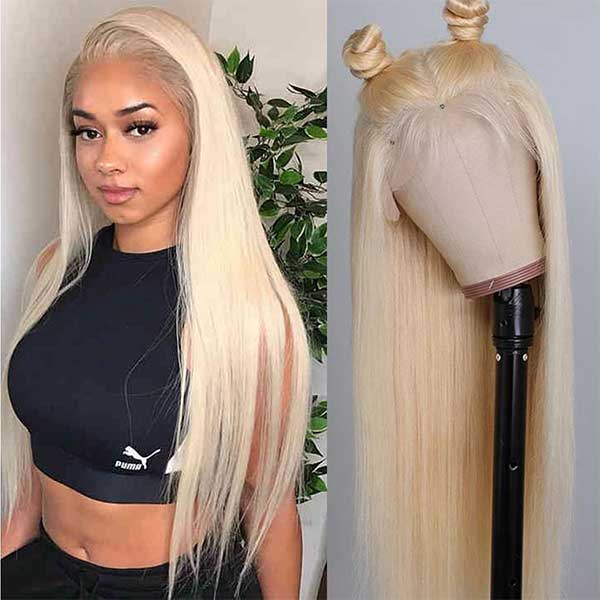 Mslynn 613 Blonde Wig Stright 13x6 Lace Frontal Human Hair Transparent Lace Wig