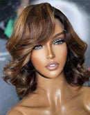 Jessies Wig Highlight Blonde Color Wavy Short Bob 13x4 Lace Front Wig Double Drawn 4x4 Lace Closure Bob Wig