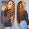 Xrs Beauty Hair #4/27 Piano Highlight Loose Deep Wave Transparent Frontal Lace Virgin Hair Wigs [CFW24]