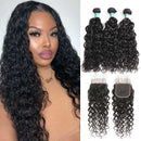 Ali Grace Water Wave Hair Weave 3 Pcs With 4x4 Lace Closure