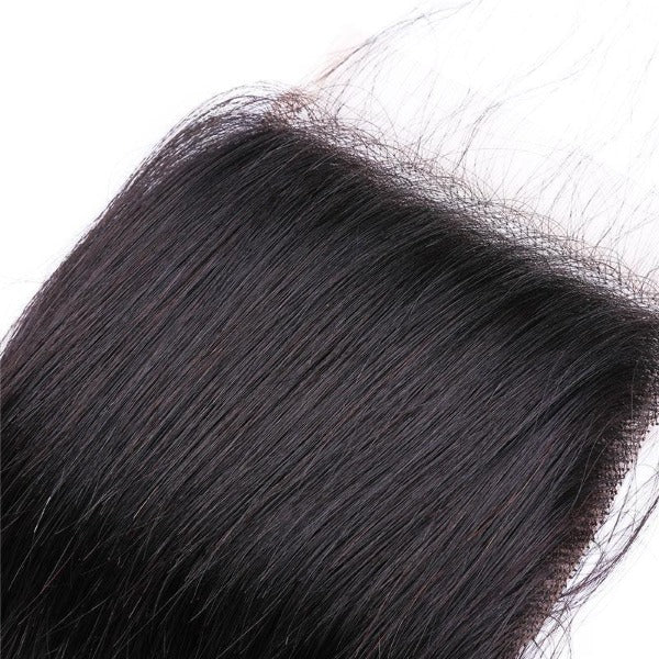 CurlyMe Straight Virgin Human Hair 3 Bundles With 4x4/5x5 Closure Natural Black