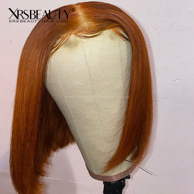 Xrs Beauty Hair Ginger Orange BOB Front Lace Human Hair Wig Pre Plucked Hairline [BOB10]