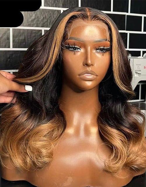 Jessies Wig Ombre Honey Blonde Body Wave 5x5 Lace Human Hair Wig Glueless Wig