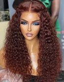 Jessies Wig Burgundy Color Curly 13x4 Lace Front Wig Glueless HD Lace 4x4 Lace Human Hair Wig