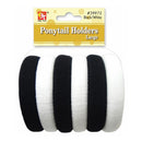 Beauty Town Large Ponytail Holders - BLACK/WHITE -