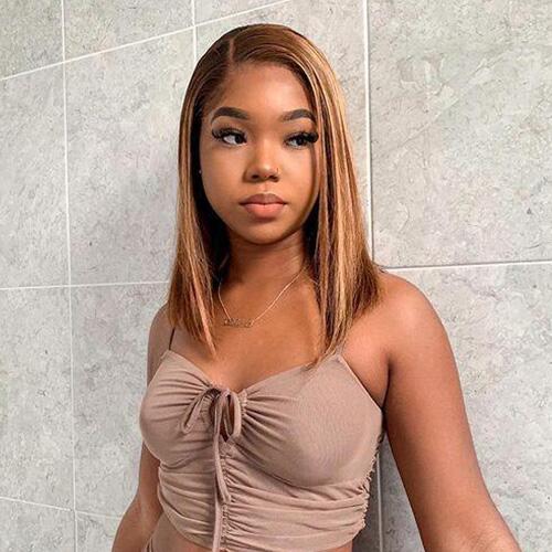 Short Bob Piano Color 13*4 Lace Front Wig 8”-14" Human Hair Wigs 180% Density