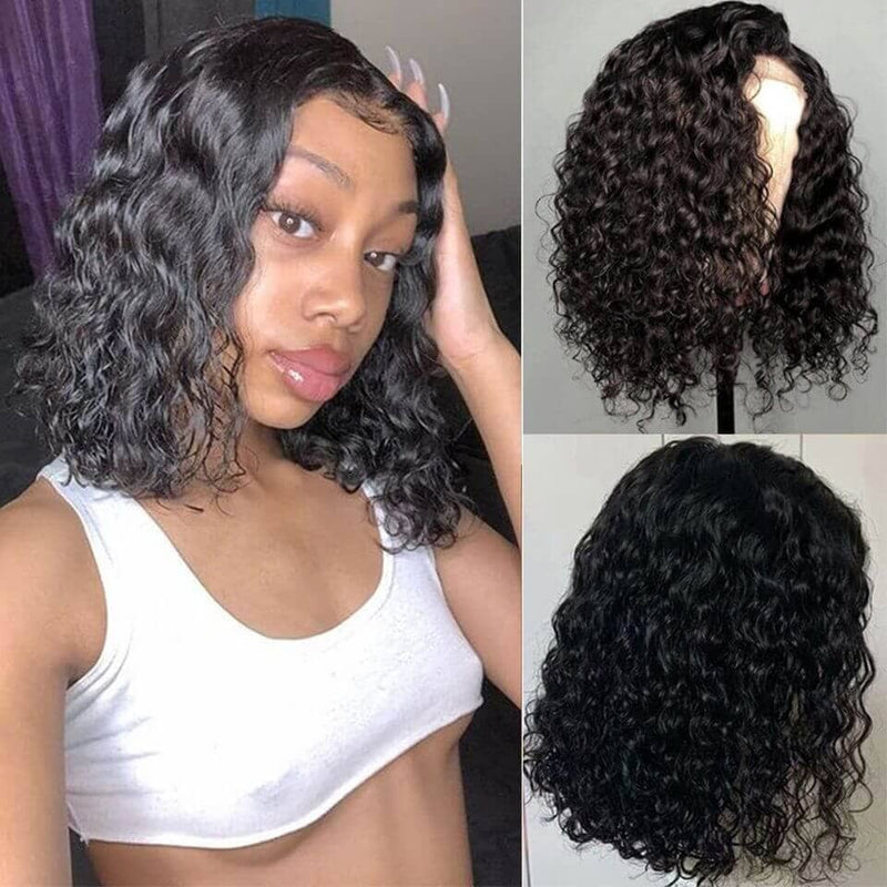 Aligrace Hair 5X5 HD Lace Closure Water Wave Bob Wigs