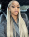 Jessies Wig Glueless Highlight Ash Blonde With Grey Roots Ombre Colored Straight 13x4 Lace Frontal Wig