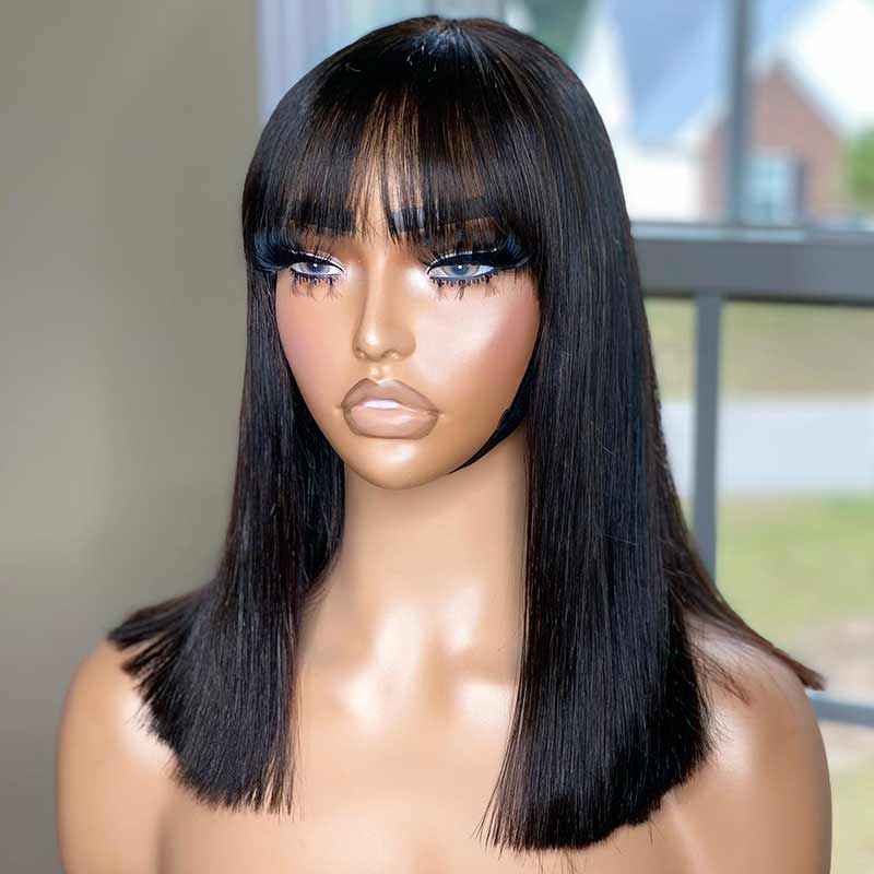 Aligrace MLG Series Full Machine Straight Bob Wigs With Bangs