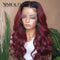 Xrs Beauty Hair Burgundy Hair With Dark Roots Body Wave Front Lace Human Hair Wig [CFW13]