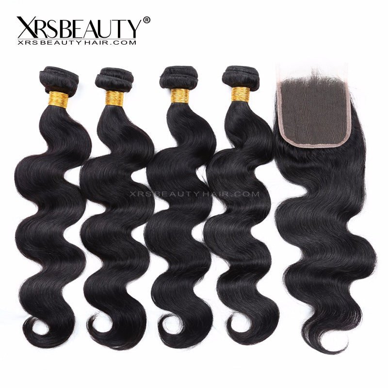 Xrs Beauty Hair 5x5 HD Lace Closure Body Wave With 4 Bundles [CW06]