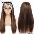 Xrs Beauty Hair 180% Density Straight Black Hair With Brown Highlight Headband Wig Glueless Human Hair Wig Affordable [HBW11]