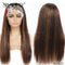 Xrs Beauty Hair 180% Density Straight Black Hair With Brown Highlight Headband Wig Glueless Human Hair Wig Affordable [HBW11]