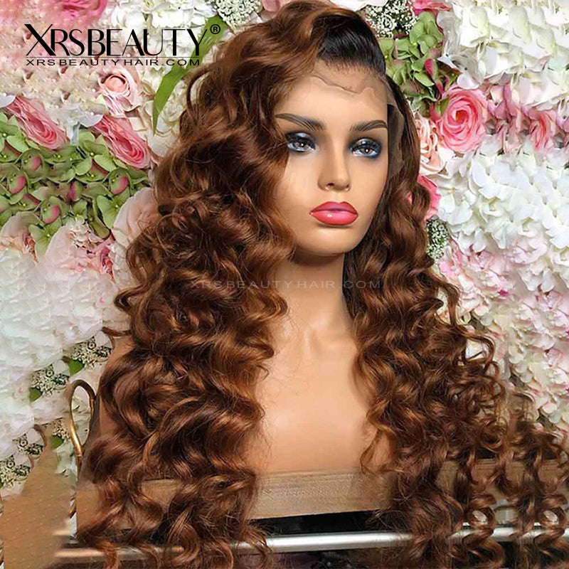 Xrs Beauty Hair Brown Omber Loose Wave 13x4 Front Lace Wig Human Hair [CFW39]