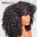 Xrs Beauty Hair Long Curly Wig with Bangs Remy Human Hair 13x4 Lace Front Wig [CFW89]