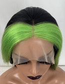 Jessies Wig Green Skunk Stripe Hair Wig Patch Color Body Wave Hairstyle Lace Front Wigs For Women