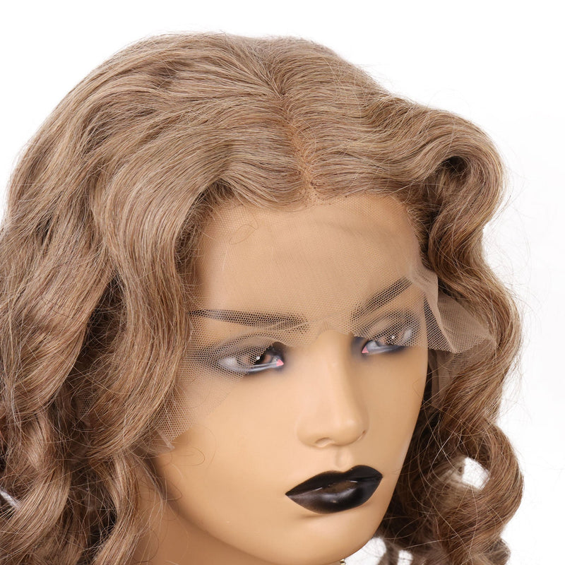 Xrs Beauty Hair Long Middle Part 180 Density Wavy Ash Blonde with Dark Roots Wig 13x4 Lace Front Wigs Pre Plucked Bleached Knots [CXW51]