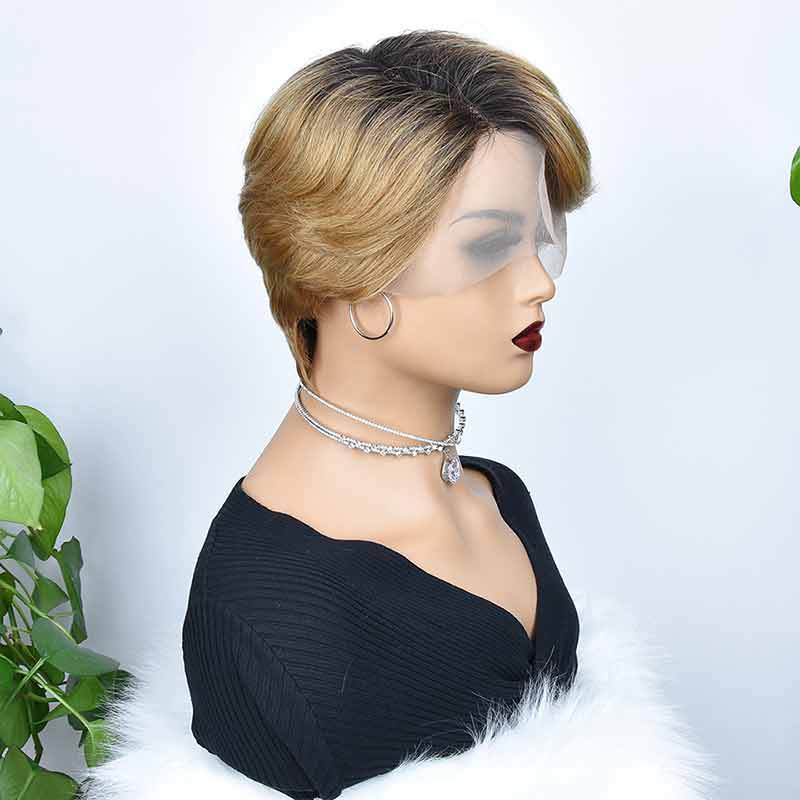 Aligrace T Part Lace Pixie Cut BoB Wigs 1B/27