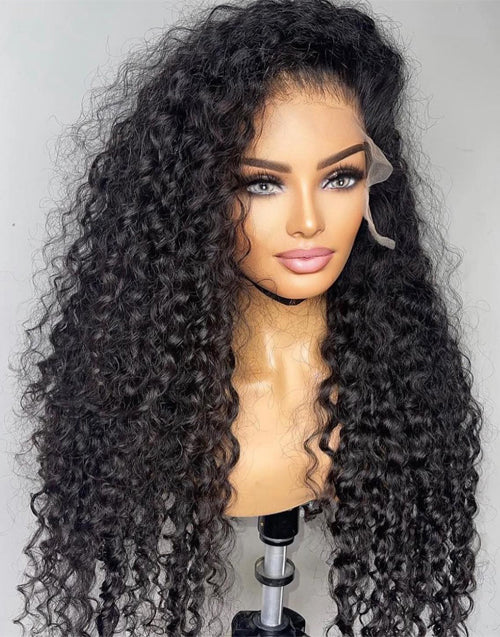 Jessies Wig Glueless Clear Crystal HD Lace Curly Human Hair Lace Front Wig Invisiable Lace Closure Wig