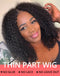 Jessies Wig 4B 4C Thin V Part Wig Glueless Afro Kinky Curly Human Hair Wig No Leave-Out