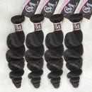 CurlyMe Loose Wave Virgin Human Hair 4 Bundles with 13x4 Frontal Natural Black