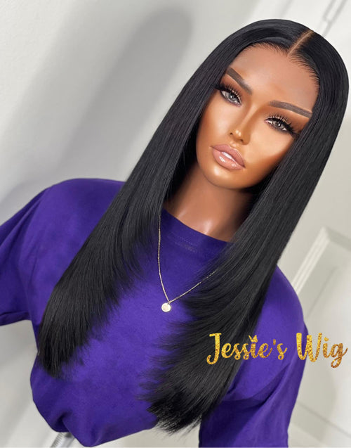 Jessies Wig 13x5 Crystal Lace Front Layer Cut Straight Wig Butterfly Haircut Wig With Medium Length(80'S 90'S Tiktok Recommend)