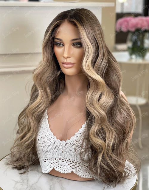 Jessies Wig Luxury Wig Human Hair Wigs With Balayage Wavy Lace Front Human Hair Wigs for Women