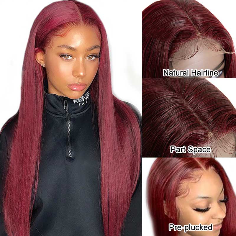 Ali Grace 4x4 Lace Closure Straight Hair Wigs 99J Color