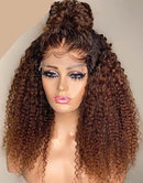 Jessies Wig Glueless Transparent Lace Brown Curly 13x4 Lace Front Wig 5x5 Lace Human Hair Wig