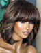 Jessies Wig Balayage Highlight Straight Bob Wig With Bangs Glueless Human Hair Wig With Fringe