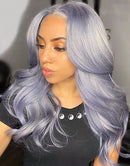 Jessies Wig Ice Grey Color Wavy 13x4 Lace Front Wigs Glueless 4x4 Lace Human Hair Wig