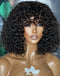 Jessies Wig Curly Bob Wigs With Bangs Short Glueless Human Hair Wigs Double Drawn