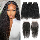 Ali Grace Kinky Curly Hair Bundles 3 Pcs With 4x4 Lace Closure