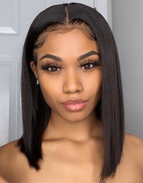 Jessies Wig Glueless Invisible Crystal HD Lace Straight Short 13x4 5x5 Lace Front Bob Wig Human Hair Wig