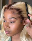 Jessies Wig 4/613 Ombre Blonde Body Wave Lace Front Wigs With Chocolate Brown Roots