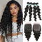 Ali Grace Loose Wave Hair Bundles 4 Pcs With 4x4 Lace Closure