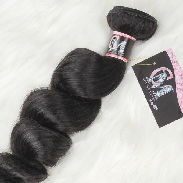 CurlyMe Loose Wave Virgin Human Hair 4 Bundles with 13x4 Frontal Natural Black