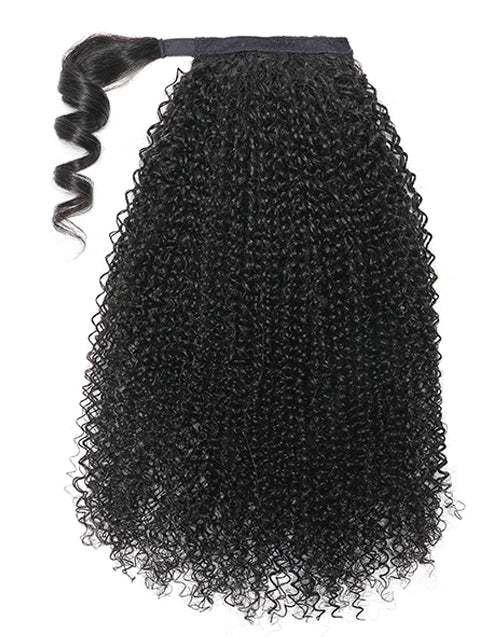 Jessies Wig 16" Kinky Curly Wrap Ponytail Around Medium Length Virgin Human Hair Extension