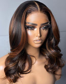 Jessies Wig Piano Highlight FB30 Color Wavy Short 13x4 Frontal Bob Wig Glueless Human Hair Wigs