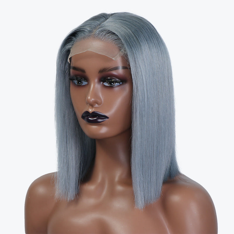 TIKTOK USA ONLY Grey Bob 4x4/13x4 Lace Frontal Straight Wig High Quality Summer Style Colored Wig