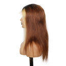 Xrs Beauty Hair Straight Ombre Honey Brown Human Hair Wig Pre-plucked with Baby Hair 13x4 Lace Front Wig Natural Hairline Pre-Plucked With 150 Density [CXW36]