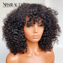 Xrs Beauty Hair Long Curly Wig with Bangs Remy Human Hair 13x4 Lace Front Wig [CFW89]