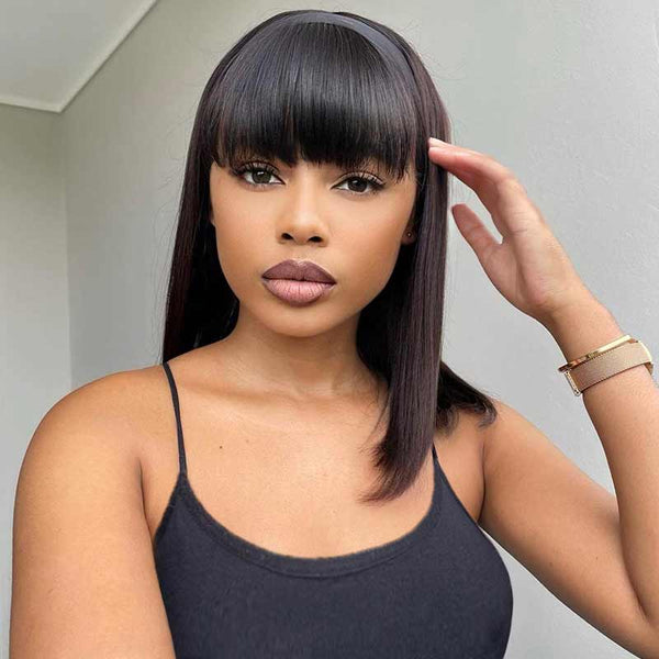 Aligrace MLG Series Full Machine Straight Bob Wigs With Bangs