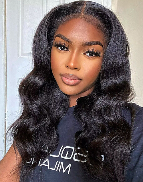 Jessies Wig 4C Edges Hairline Kinky Straight 4x4 HD Lace Human Hair Wig Glueless Wig